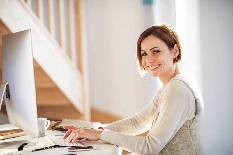 woman in home office