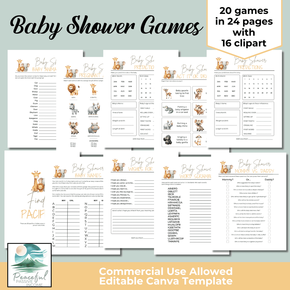 Baby Shower Games PLR Template