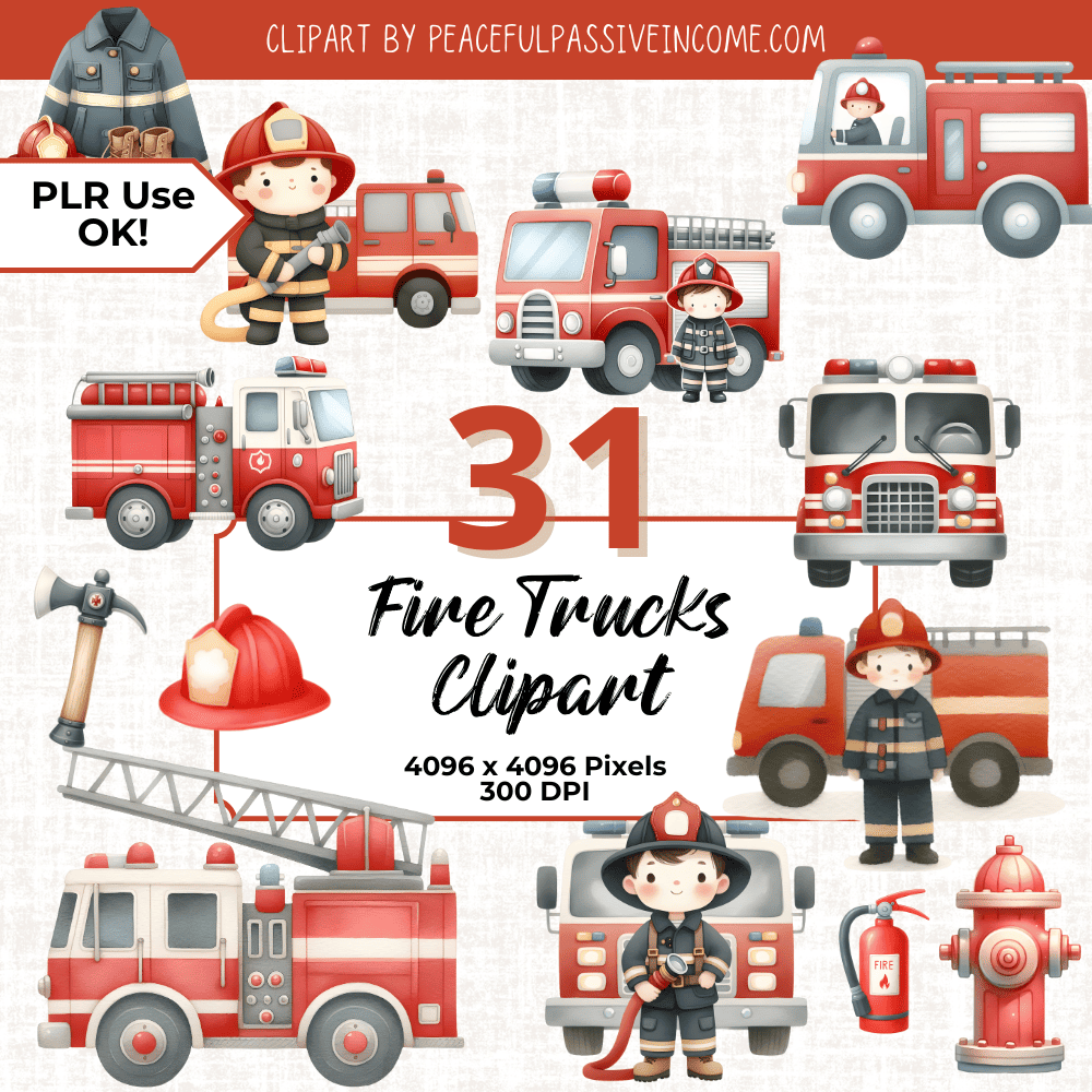 examples from the Fire Trucks Clipart Set