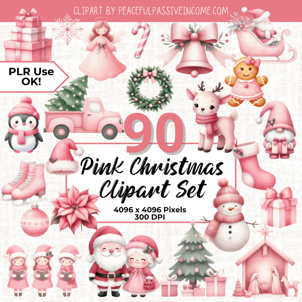 Pink Christmas Clipart Mega Set